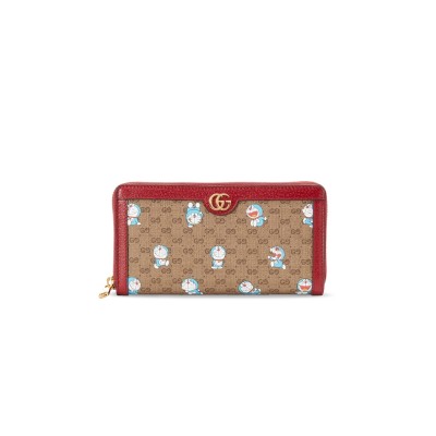 GUCCI DORAEMON COLLABORATION CANVAS WITH LEATHER LONG ZIP CLOSURE WALLET ‎6477872TUBG8580 (19*10.5*2cm)